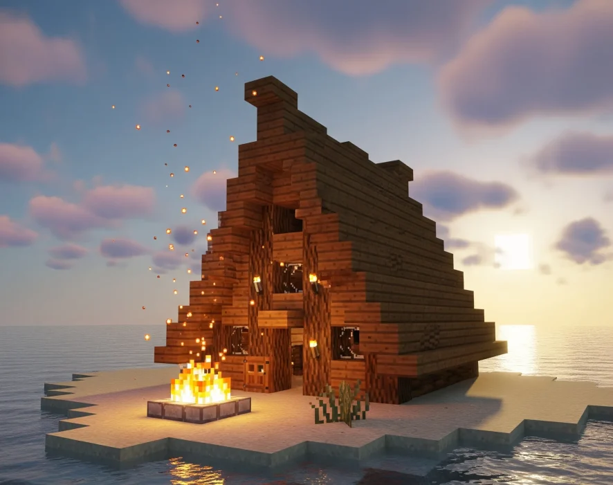 Minecraft A-Çerçeve (A-Frame) Sahil Kulübesi